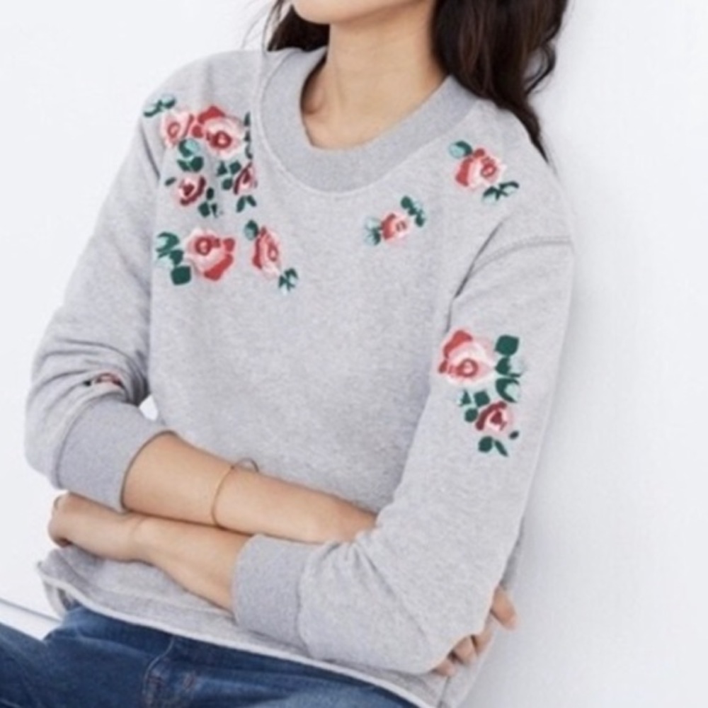 MADEWELL ⚡️ EMBROIDERED FLORAL SWEATSHIRT